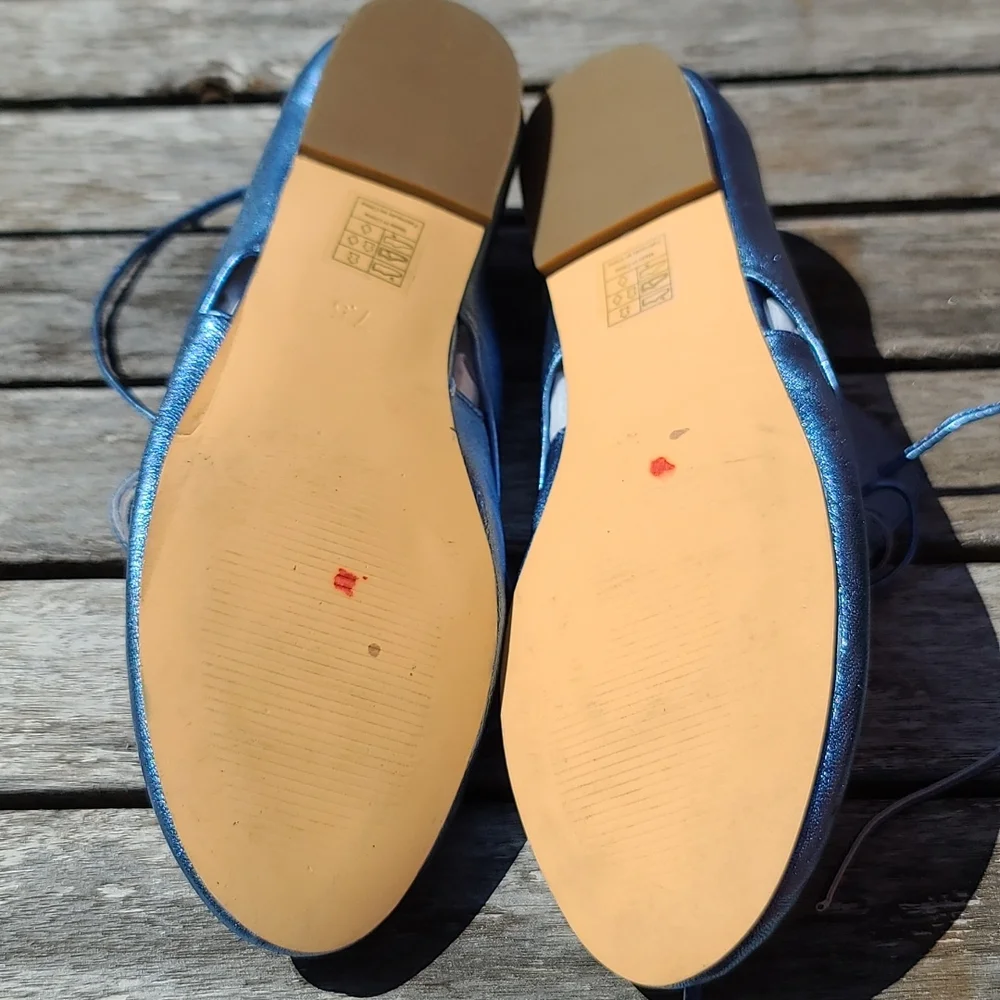 Candela metallic blue leather dance shoes, flats. - Picture 5 of 5